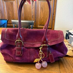 Vintage Coach pink suede bag